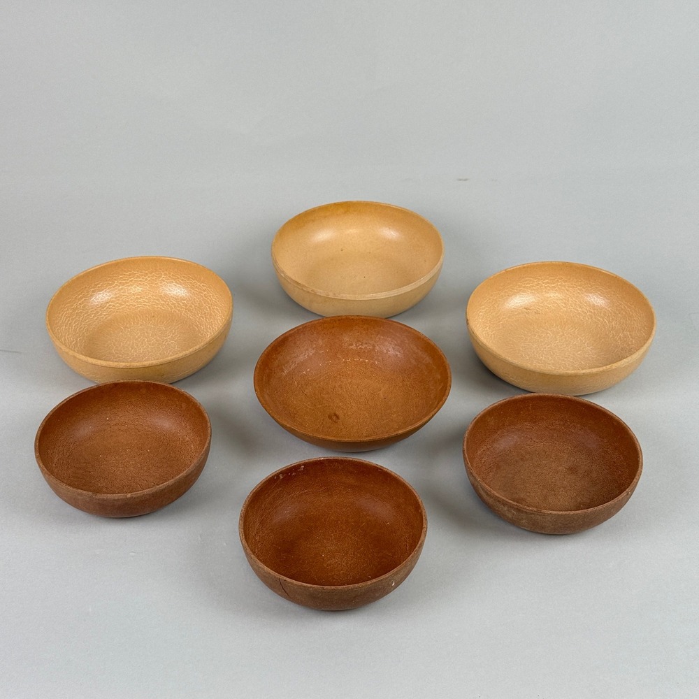 Ellingers Agatized Wood Bowls  Brown Tan lot of 7